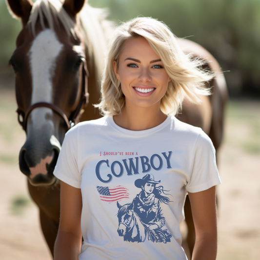 Should’ve been a cowboy t shirt heather ice blue womens shirt cowgirl gift country girl Christmas gift hot sweet teesToby Keith cowboy song free shipping cowboy t shirt