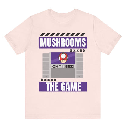 Mushrooms changed the game vintage video games psychedelics Mario Nintendo gamer shirt nostalgic gamer gift hot sweet tees free shipping 90s game lover gift 90s nostalgia gamer 90s bright color shirt Super Nintendo theme vintage video games 90s kids birthday gift gamer gift throwback Nintendo Light pink