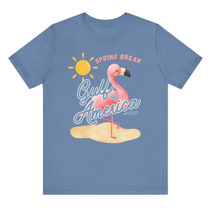 Spring break gulf of America t shirt pink flamingo beach sun shine Florida trump 2025 unisex t shirt hotsweettees pink shirt summer shirt birthday gift trump lovers gift spring break 2025 t shirt Florida summer patriotic women’s t shirt