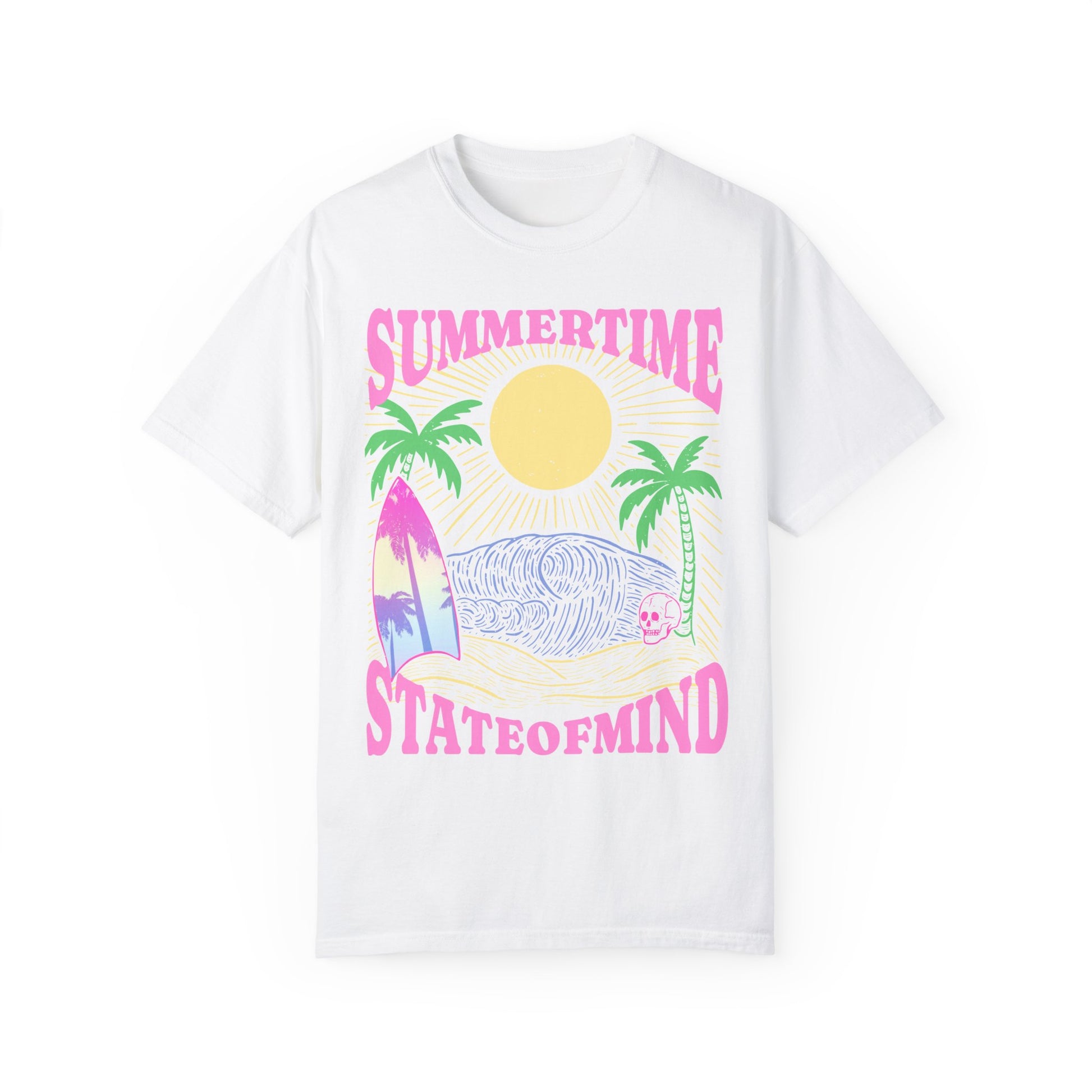 Summertime State of mind summer beach surfer palm tree hot sweet tees comfort colors White California 