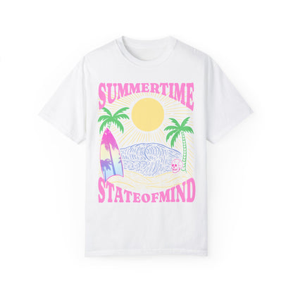 Summertime State of mind summer beach surfer palm tree hot sweet tees comfort colors White California 