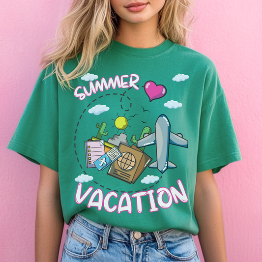 Summer vacation airplane pink heart comfort colors hot sweet tees free shipping beach vacay women t shirt birthday gift holiday  plane airplane travel suitcase desert clouds pink heart ticket to ride dream vacation women t shirt men t shirt kids t shirt vacation free shipping Green grass t shirt