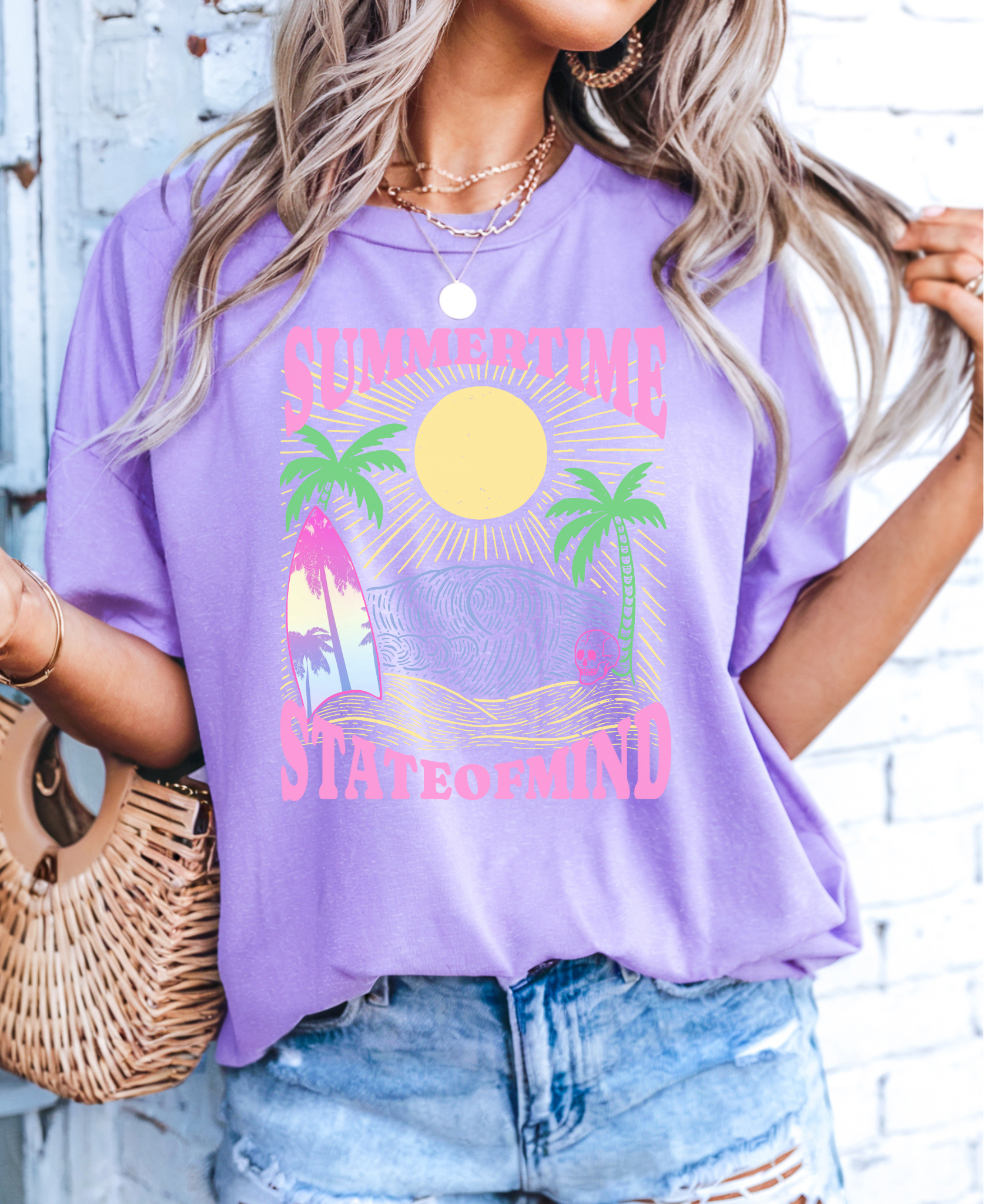 Summer time state of mind pink summer surf tee hot sweet tees gift vacation beach time surfer surf summer palm trees Florida June birthday free shipping blue waves pink skull comfort colors Free shipping Sun sunny days
Summertime State of mind summer beach surfer palm tree hot sweet tees comfort colors