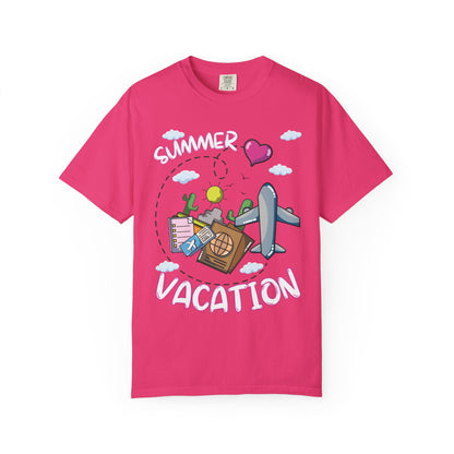 Summer vacation airplane pink heart comfort colors hot sweet tees free shipping beach vacay women t shirt birthday gift holiday  plane airplane travel suitcase desert clouds pink heart ticket to ride dream vacation women t shirt men t shirt kids t shirt vacation free shipping Crunch berry pink
