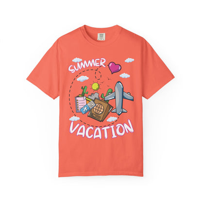 Summer vacation airplane pink heart comfort colors hot sweet tees free shipping beach vacay women t shirt birthday gift holiday  plane airplane travel suitcase desert clouds pink heart ticket to ride dream vacation women t shirt men t shirt kids t shirt vacation free shipping Melon