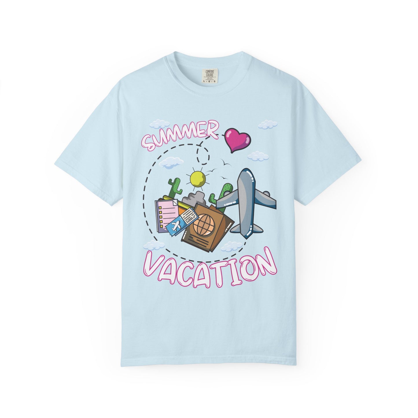 Summer vacation airplane pink heart comfort colors hot sweet tees free shipping beach vacay women t shirt birthday gift holiday  plane airplane travel suitcase desert clouds pink heart ticket to ride dream vacation women t shirt men t shirt kids t shirt vacation free shipping Baby blue chambrayt shirt