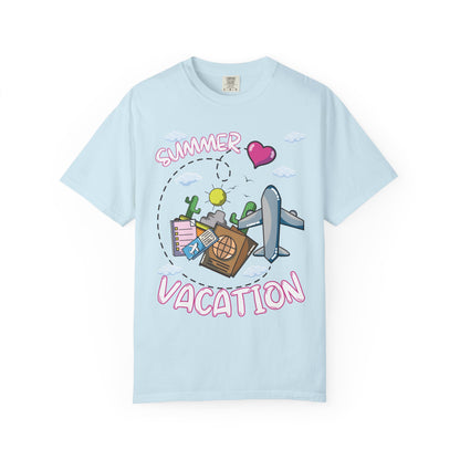 Summer vacation airplane pink heart comfort colors hot sweet tees free shipping beach vacay women t shirt birthday gift holiday  plane airplane travel suitcase desert clouds pink heart ticket to ride dream vacation women t shirt men t shirt kids t shirt vacation free shipping Baby blue chambrayt shirt