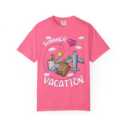Summer vacation airplane pink heart comfort colors hot sweet tees free shipping beach vacay women t shirt birthday gift holiday  plane airplane travel suitcase desert clouds pink heart ticket to ride dream vacation women t shirt men t shirt kids t shirt vacation free shipping