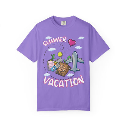 Summer vacation airplane pink heart comfort colors hot sweet tees free shipping beach vacay women t shirt birthday gift holiday  plane airplane travel suitcase desert clouds pink heart ticket to ride dream vacation women t shirt men t shirt kids t shirt vacation free shipping