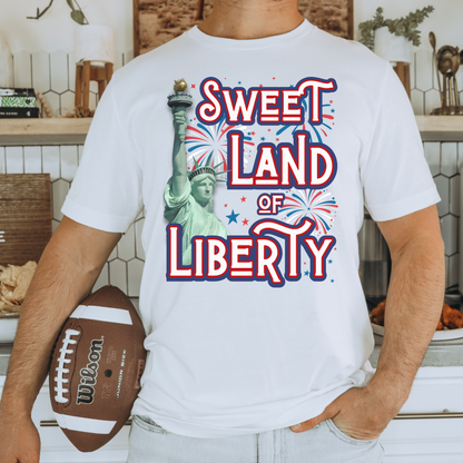 Sweet land of liberty comfort colors Statue of Liberty USA hot sweet tees free shipping patriotic USA america first birthday Father’s Day gift southern values trump 47 comfort colors t shirt tee women tee men tee White tee