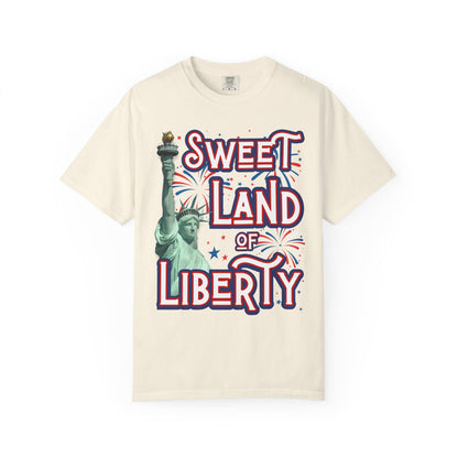 Sweet land of liberty comfort colors Statue of Liberty USA hot sweet tees free shipping patriotic USA america first birthday Father’s Day gift southern values trump 47 comfort colors t shirt tee women tee men tee Ivory