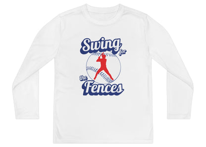 Swing for the fences unisex kids long sleeve t shirt hot sweet tees baseball theme sports shirt practice shirt baseball player little league free shipping birthday gift  moisture wicking practice shirt White
