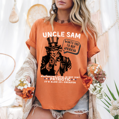 Uncle Sam wants you to buy American hotsweettees unisex comfort colors t shirt patriotic man america birthday gift trump 2025 republican maga hotsweettees gift birthday free shipping U.S.A. Southern charm American pride Yam