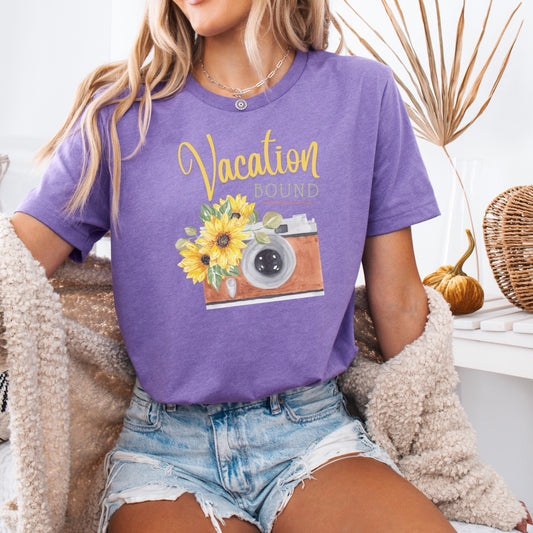 vacation bound t shirt vacation themed t shirt hot sweet tees women’s vacation shirt vacation ready wear summer vacation spring vacation free shipping gifts vintage camera themed t shirt vacation gift vintage camera themed tee Purple