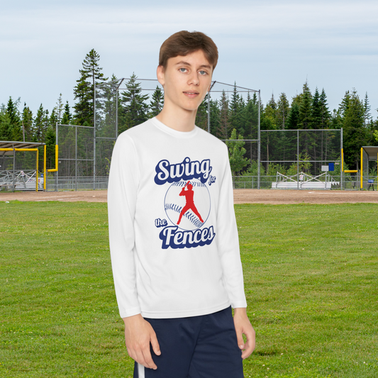 kids long sleeve moisture wicking swing for the fences white unisex sport shirt practice tees baseball themed gift hot sweet tees free shipping White 