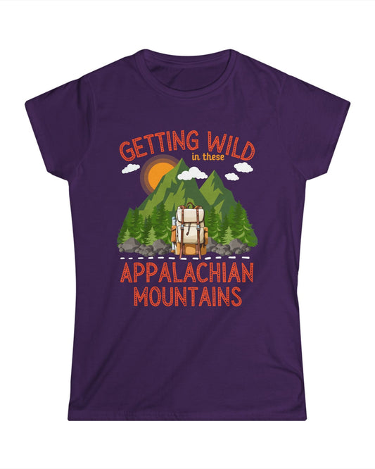 Getting wild in these Appalachian mountains womens tshirt hiking themed shirt hiking lovers gift mountain climbing themed gift Appalachian trail hikers gift Hot sweet tees mountain hiker mountain themed women’s gift southern pride north Georgia free shipping Purple 