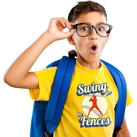 Swing for the fences unisex kids t shirt hot sweet tees baseball theme baseball player little league free shipping birthday gift yellow kids t shirt tee