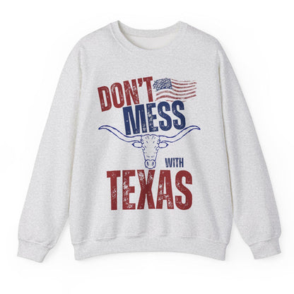 Don’t Mess with Texas Pullover Sweatshirt Long Horn Texas Themed Sweater Texas Lovers Sweater Patriot Themed Sweatshirt State Theme Pullover