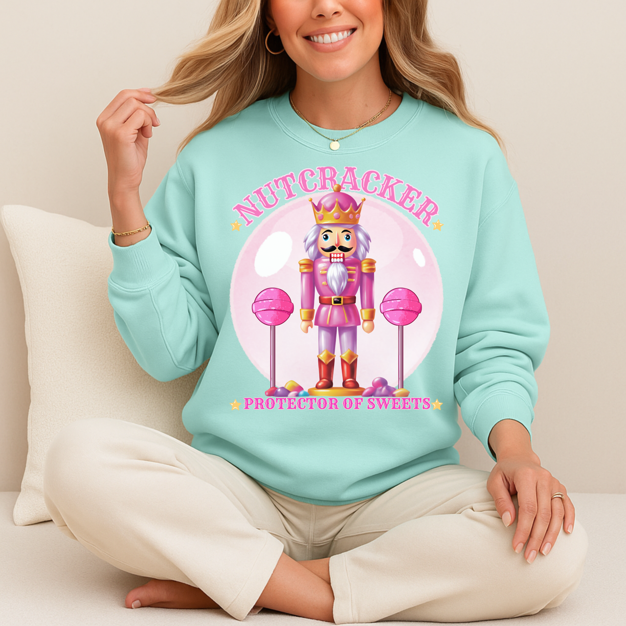 Christmas Nutcracker Sweater Protector of Sweets Pullover  
Holiday Nutcracker Design  
Cute Candy Themed Sweatshirt
Pink Nutcracker Cotton Sweater  
Festive Holiday Pullover  
Nutcracker Ballet Inspired Apparel  
Whimsical Christmas Sweatshirt  
USA Made Holiday Sweater  
Cozy Cotton Christmas Pullover  
Sweets Guardian Nutcracker Shirt  
Modern Nutcracker Graphic Tee  
Candy Land Holiday Wear  
Regal Nutcracker King Sweater  
Enchanted sweet candy Sweater hotsweettees free shipping