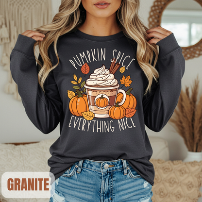fall long sleeve pumpkin spice coffee autumn hotsweettees free shipping gift birthday women long sleeve fall long sleeve shirt cotton long sleeve comfort colors orange fall leaves pumpkins 