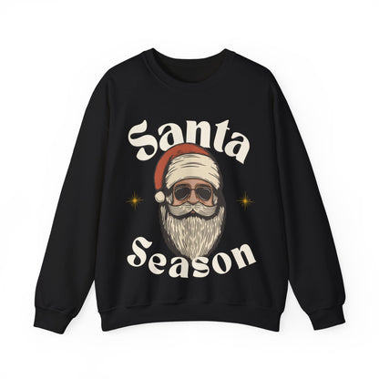 Santa Season Christmas pullover sweater Santa with sunglasses cool guy Santa hotsweettees Gildan sweater cotton cozy winter sweater womens gift for her free shipping holiday gear holiday gift made easy