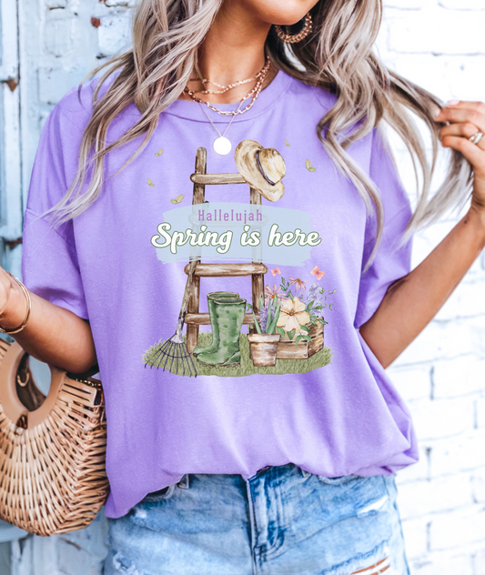 Hallelujah spring is here unisex comfort colors tee hot sweet tees free shipping birthday gift garden lovers women gardeners spring time hello spring pastel spring shirts free shipping birthday gift women’s spring t shirt 