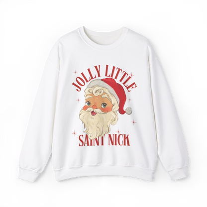 Christmas pullover sweater Santa jolly Saint Nick cotton sweater 
Jolly little Saint Nick Christmas pullover sweater Christmas themed gift Christmas sweater hotsweettees free shipping Santa themed sweater Santa Claus themed gift Santa sweater womens Santa sweater women’s Santa pullover Christmas gift 