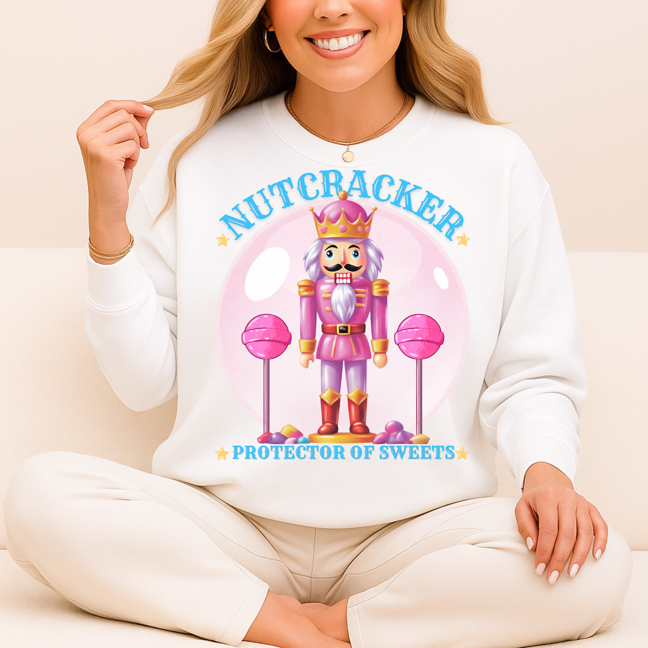 Christmas Nutcracker Sweater Protector of Sweets Pullover  
Holiday Nutcracker Design  
Cute Candy Themed Sweatshirt
Pink Nutcracker Cotton Sweater  
Festive Holiday Pullover  
Nutcracker Ballet Inspired Apparel  
Whimsical Christmas Sweatshirt  
USA Made Holiday Sweater  
Cozy Cotton Christmas Pullover  
Sweets Guardian Nutcracker Shirt  
Modern Nutcracker Graphic Tee  
Candy Land Holiday Wear  
Regal Nutcracker King Sweater  
Enchanted sweet candy Sweater hotsweettees free shipping